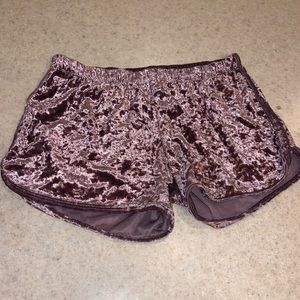 Purple velvet shorts